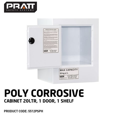 Poly Corrosive Cabinet 20LTR, 1 Door, 1 Shelf