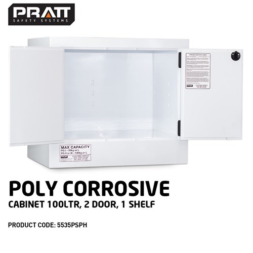 Poly Corrosive Cabinet 100LTR, 2 Door, 1 Shelf