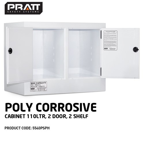 Poly Corrosive Cabinet 110LTR, 2 Door, 2 Shelf