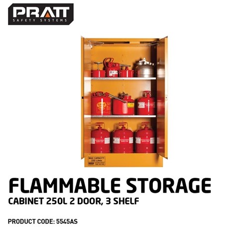 Pratt Flammable Storage Cabinet 250l 2 Door 3 Shelf Pratt