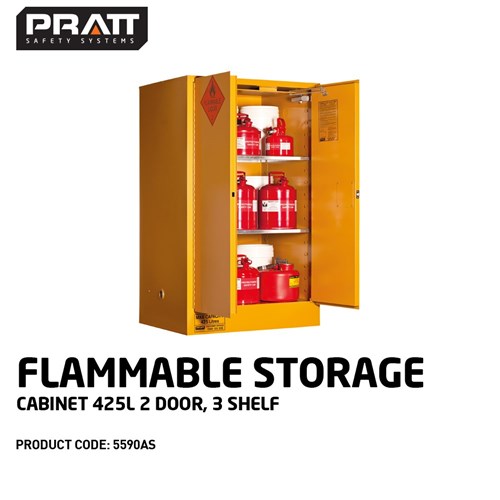 Flammable Storage Cabinet 425L 2 Door, 3 Shelf
