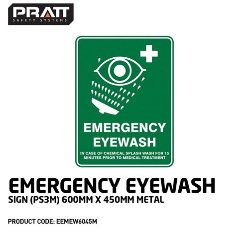 Emergency Eyewash Sign (PS3M) 600mm x 450mm Metal