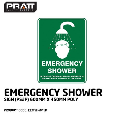 Emergency Shower Sign (PS2P) 600mm x 450mm Poly