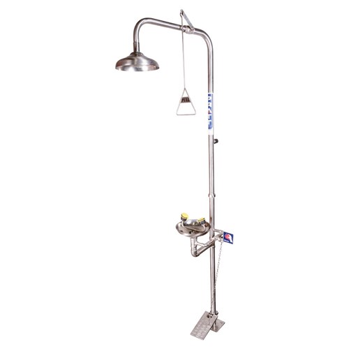 COMBINATION 316SS SHOWER AND EYE WASH WITH BOWL & FOOT TREADLE