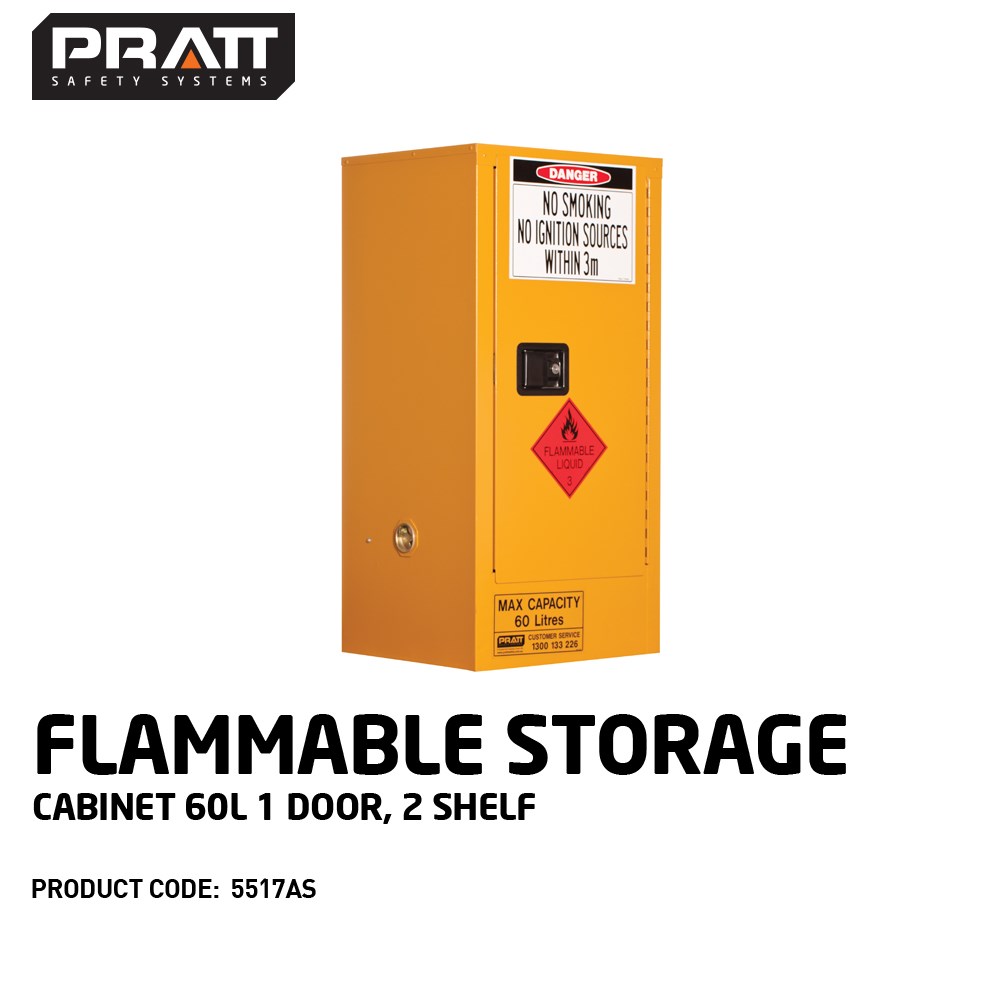 Flammable Storage Cabinet 60l 1 Door 2 Shelf Pratt Safety Systems